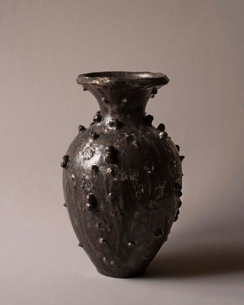 Studded Vase - Metallic Black