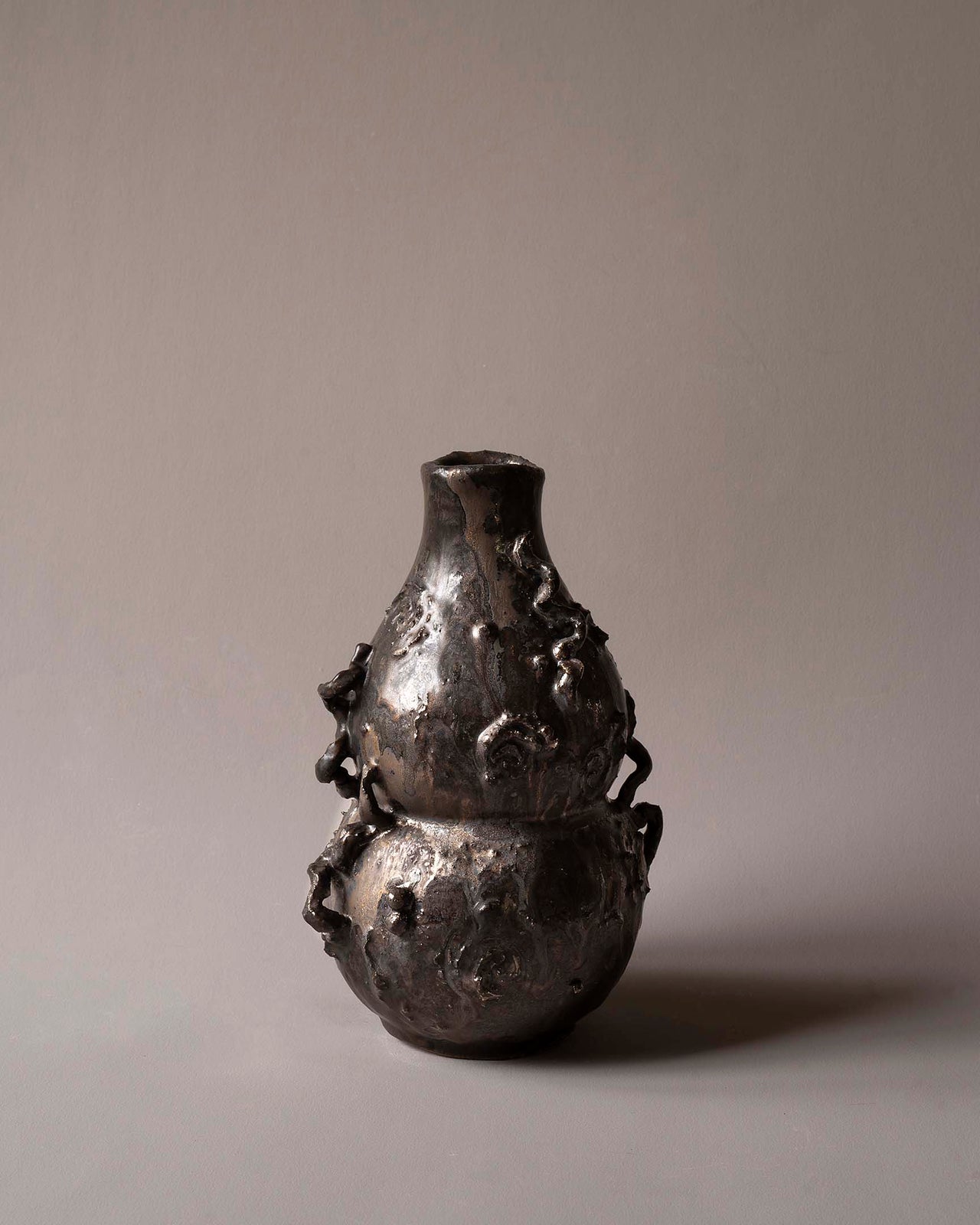 Scribble Gourd Vase - Metallic Black