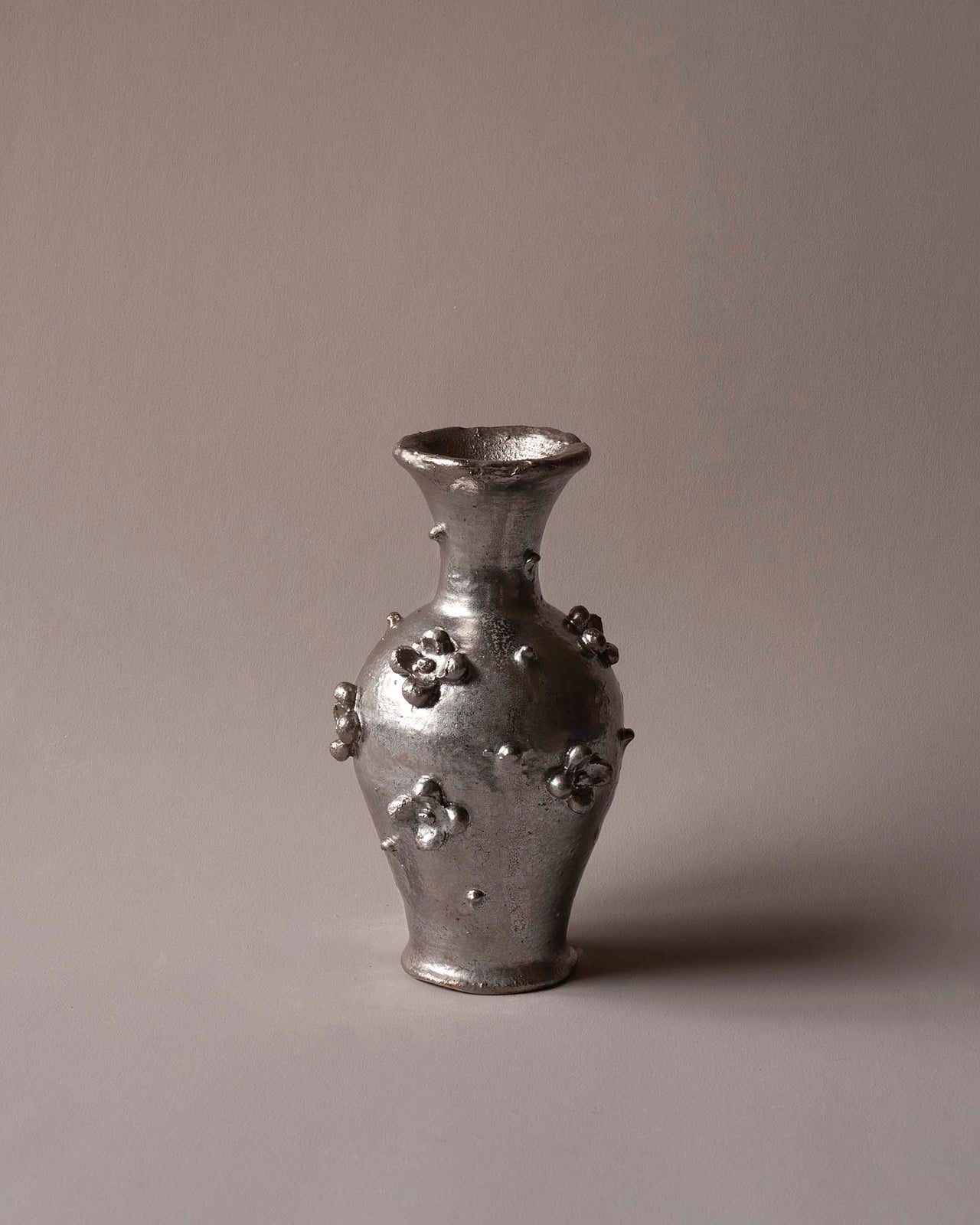 Studded Flower Vase - Silver