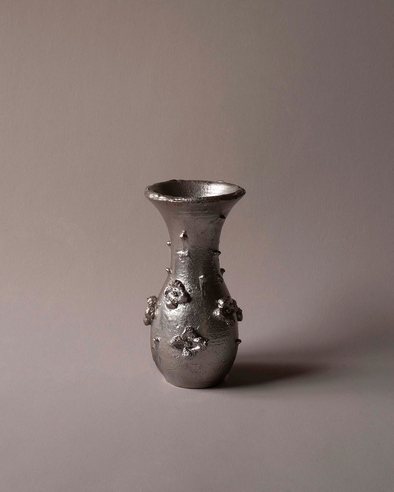 Studded Flower Vase - Silver