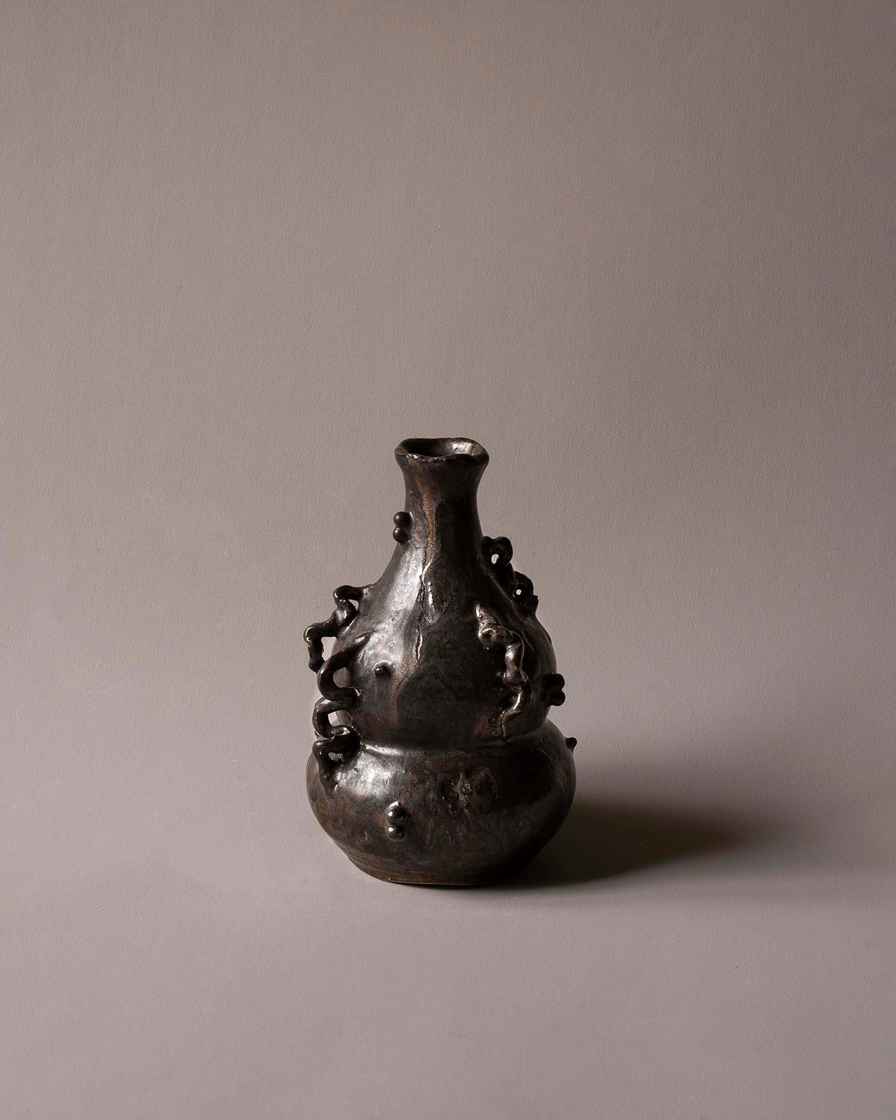 Scribble Gourd Vase - Metallic Black