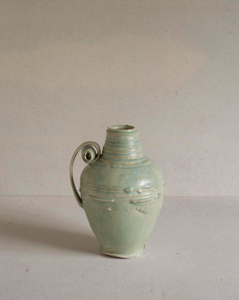 Vase with Curled Handle - Turquoise