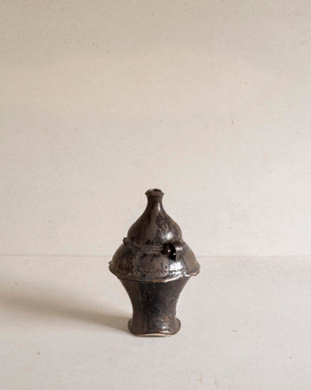 Spade Vase with Curled Handles - Metallic Black