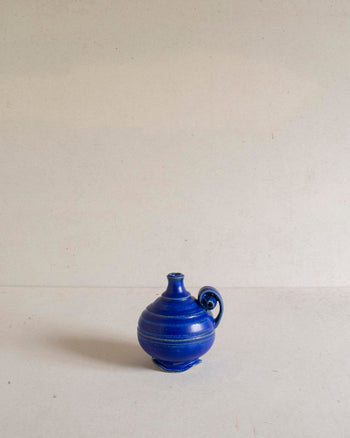 Bellied Pot with Curled Handle - Lapis