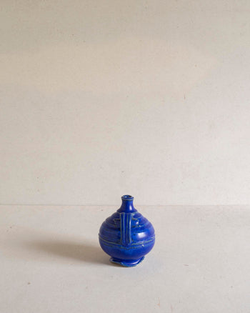 Bellied Pot with Curled Handle - Lapis