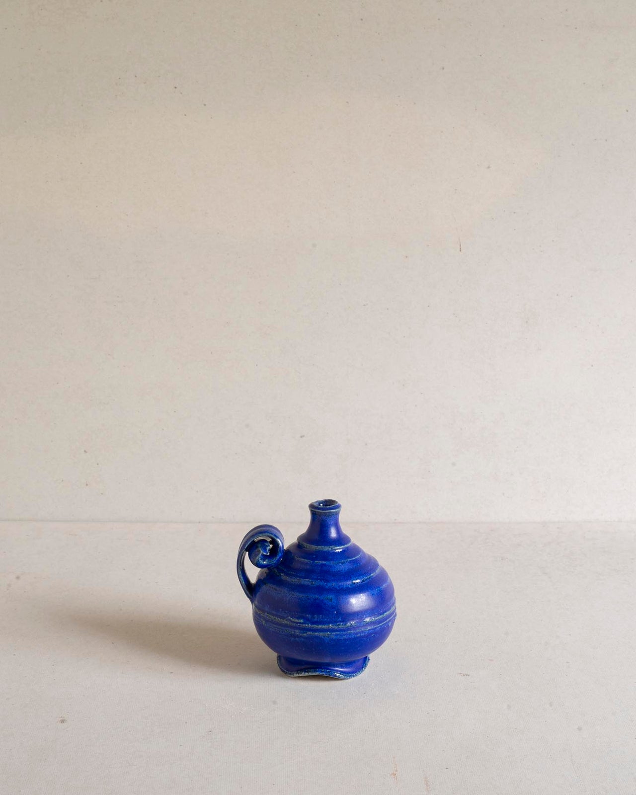 Bellied Pot with Curled Handle - Lapis