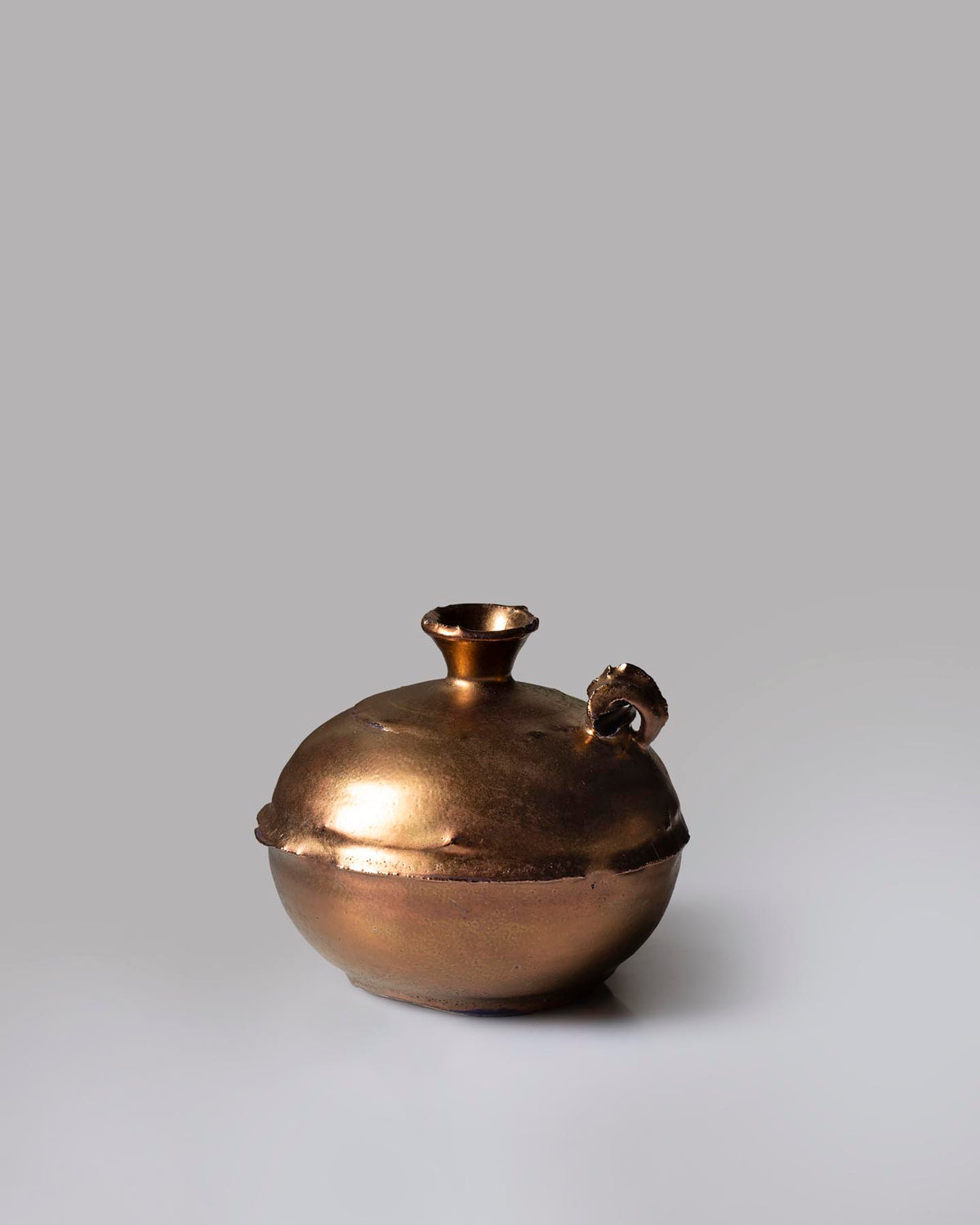 Bellied Vase with Curled Handle - Copper