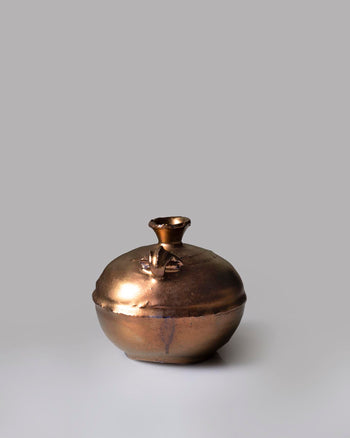 Bellied Vase with Curled Handle - Copper